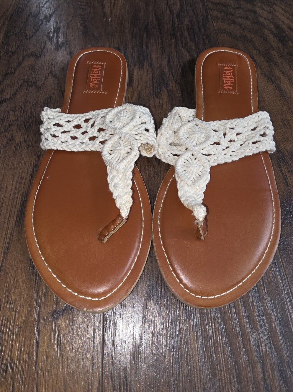 Mad Love Boho Cream Woven Toe-Post Sandals